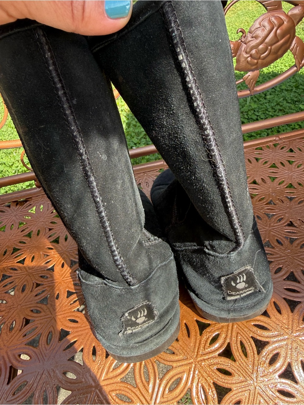 BearPaw Black Suede Tall Winter Boots